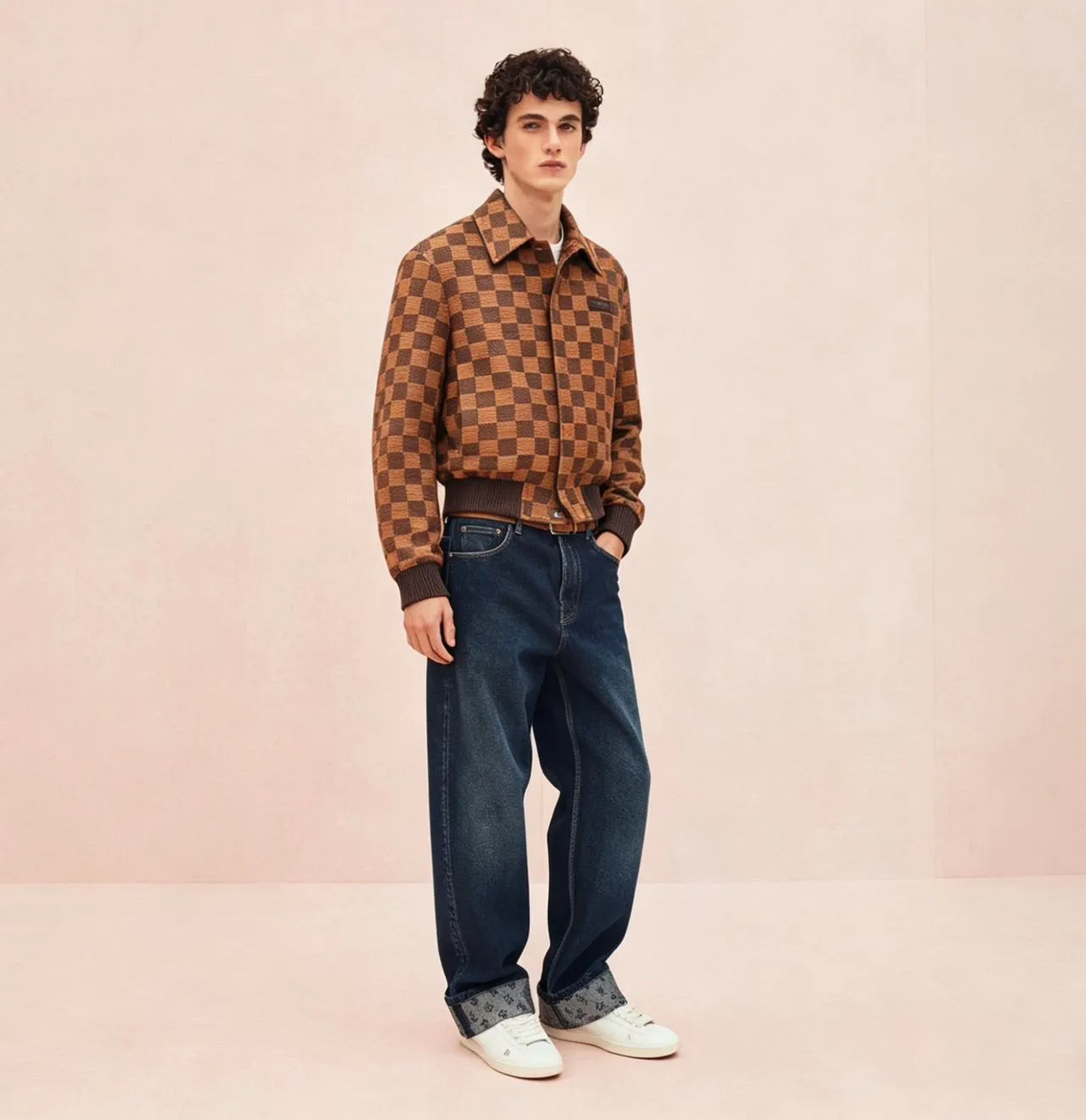 Louis Vuitton/Louis Vuitton MONOGRAM cuffed hem straight jeans